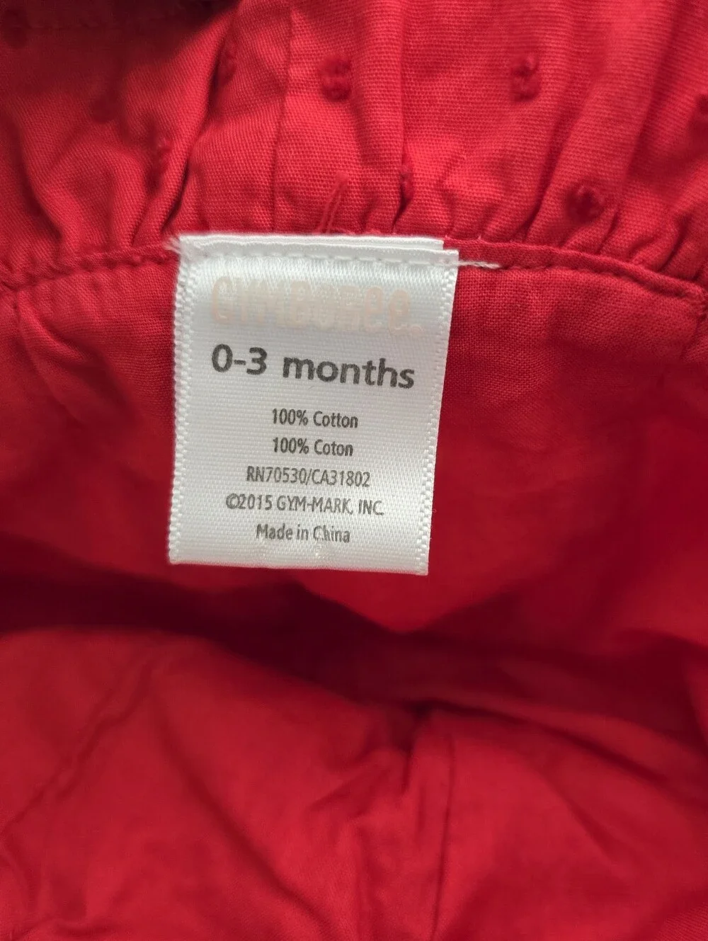 Gymboree Infants Girls Cotton Red Sun Bucket Hat Size 0-3 Months